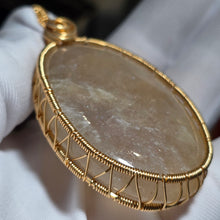 Load image into Gallery viewer, Blue Sheen Moonstone Wire Wrapped Pendant – 蓝光月光石绕线吊坠