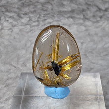 Load image into Gallery viewer, Golden Rutilated Quartz with Black Hematite Cabochon Pendant – 金发晶伴黑赤铁矿蛋面吊坠