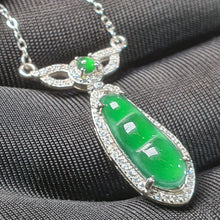 Load image into Gallery viewer, Jadeite Pea Pod Pendant Necklace – Abundance & Blessings