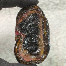 Load image into Gallery viewer, Multi-Colour Tourmaline Dragon, Bamboo & Ruyi Carving – Power, Growth & Prosperity