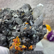 Load image into Gallery viewer, Galena on Quartz with Orpiment & Realgar (Peru) – 秘鲁方铅矿共生石英、雌黄与雄黄天然矿物标本