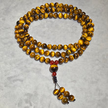 Load image into Gallery viewer, Yellow Tiger Eye 108 Beads Mala Necklace – Confidence, Protection & Prosperity