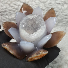 Load image into Gallery viewer, Agate Lotus Flower Carving – Purity & Calm Display