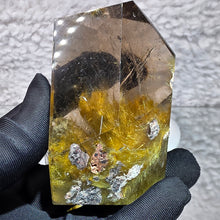 Load image into Gallery viewer, Golden Rutiles in Quartz Display – Manifestation & Abundance Energy