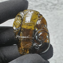 Load image into Gallery viewer, Bi-Tone Tourmaline Bat, Bamboo & Ruyi Carving Pendant – Blessings & Steady Growth