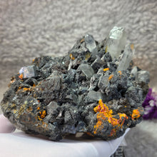 Load image into Gallery viewer, Galena on Quartz with Orpiment & Realgar (Peru) – 秘鲁方铅矿共生石英、雌黄与雄黄天然矿物标本