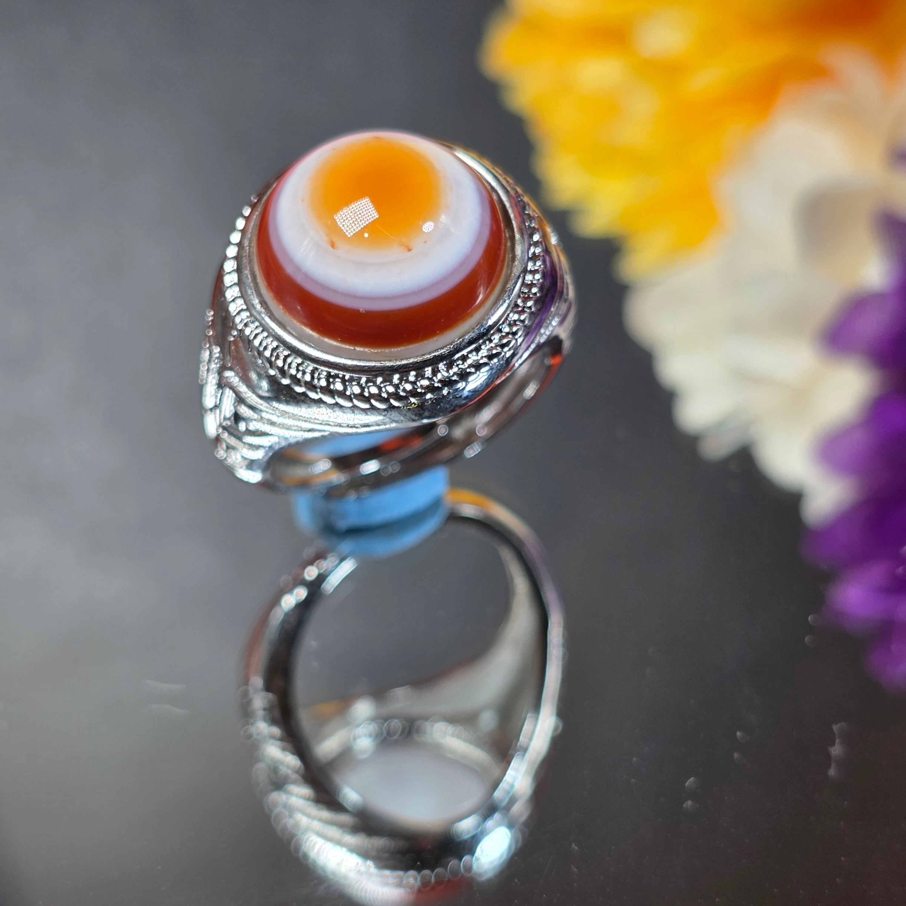 Tibetan Agate Eye Ring (Adjustable) – 西藏玛瑙天眼可调节戒指