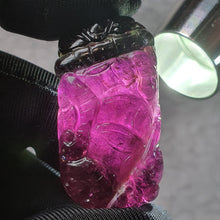 Load image into Gallery viewer, Multi-Colour Tourmaline Bat, Coins & Ruyi Carving Pendant – Wealth & Auspicious Blessings