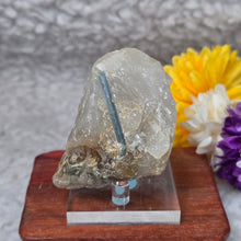 Load image into Gallery viewer, Blue Tourmaline in Quartz Display – 蓝碧玺共生石英矿物摆件