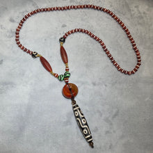 Load image into Gallery viewer, 9-Eyed Dzi with Medicine Dzi Necklace – 九眼天珠药师天珠项链