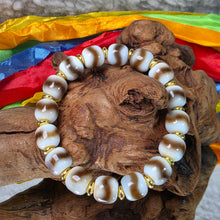 Load image into Gallery viewer, Tibetan Tiger Tooth White Agate Dzi Bracelet – 西藏虎牙白玛瑙天珠手链