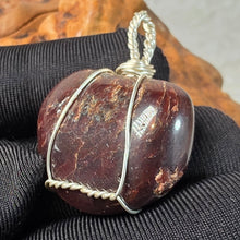 Load image into Gallery viewer, Red Garnet Wire-Wrapped Pendant – 红石榴石手工镶线吊坠