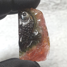 Load image into Gallery viewer, Multi-Colour Tourmaline Fish & Ruyi Carving – Abundance & Harmony