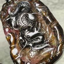 Load image into Gallery viewer, Multi-Colour Tourmaline Dragon, Bamboo & Ruyi Carving – Power, Growth & Prosperity