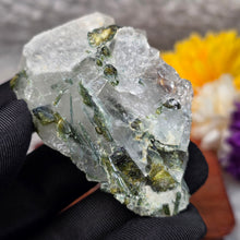 Load image into Gallery viewer, Green Tourmaline in Quartz Display – 绿碧玺共生石英矿物摆件