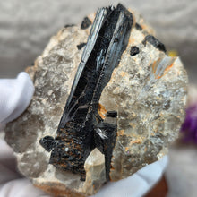 Load image into Gallery viewer, Raw Black Tourmaline in Quartz Specimen Display – 黑碧玺共生石英原矿摆件