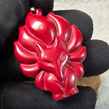 Load image into Gallery viewer, Amethyst Cinnabar 9-Tailed Fox Pendant – 紫晶砂九尾狐