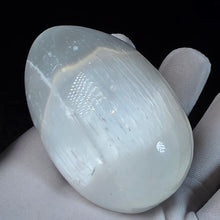 Load image into Gallery viewer, Selenite Egg Shaped Display – Natural Energy Cleansing Crystal