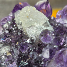 Load image into Gallery viewer, Amethyst with Calcite on Black & Red Hematite Specimen (Uruguay) – 乌拉圭紫水晶共生方解石黑红赤铁矿标本