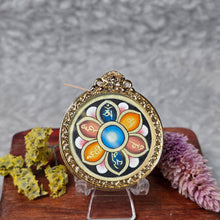 Load image into Gallery viewer, Hand-drawn Thangka Pendant – Six-Syllable Brilliant Mantra / 六字连花