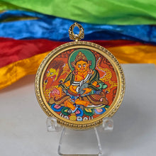 Load image into Gallery viewer, Hand-Drawn Tibetan Yellow Jambhala Pendant (Red) – 手绘藏传黄财神红色吊坠