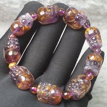 Load image into Gallery viewer, ✨ Premium Cacoxenite Pixiu Bracelet — Darker Purple (11+mm) — Wealth • Progress • High Vibration ✨