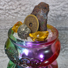 Load image into Gallery viewer, Large Liuli Ju Bao Peng with Leklai (Iridescent Goethite), Pyrite & Clear Quartz Bits – 大型琉璃聚宝盆摆件(含力泥铁矿、黄铁矿与白水晶)