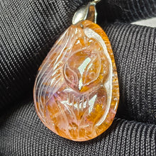 Load image into Gallery viewer, Cacoxenite Fox Pendant – 紫钛晶狐狸吊坠