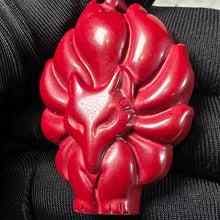 Load image into Gallery viewer, Amethyst Cinnabar 9-Tailed Fox Pendant – 紫晶砂九尾狐