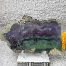Load image into Gallery viewer, Fluorite with Pyrite Slab Display – 萤石共生黄铁矿天然矿物摆件