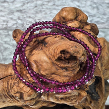 Load image into Gallery viewer, Rhodolite Garnet Faceted 3-Round Bracelet – Passion & Refined Strength