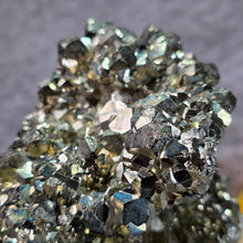 Load image into Gallery viewer, High-Grade Pyrite Crystal Cluster with Wooden Base (Huanzala, Peru) – 秘鲁华安萨拉高品质黄铁矿晶簇木座摆件