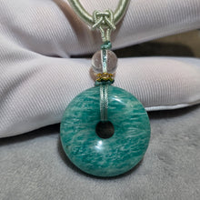 Load image into Gallery viewer, Amazonite Donut Pendant with Necklace – 天河石平安扣吊坠配项链