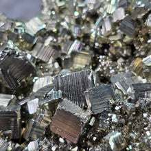 Load image into Gallery viewer, High-Grade Pyrite Crystal Cluster with Wooden Base (Huanzala, Peru) – 秘鲁华安萨拉高品质黄铁矿晶簇木座摆件
