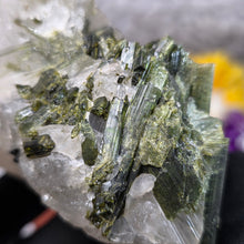 Load image into Gallery viewer, Green Tourmaline in Quartz Display – 绿碧玺共生石英矿物摆件