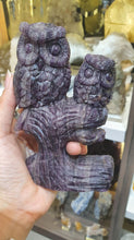 Load image into Gallery viewer, Purple Fluorite Owl Carving Display
