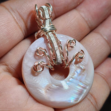 Load image into Gallery viewer, Handcrafted Wire-Wrapped Pink Shell Pendant

