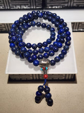 Load image into Gallery viewer, ✨ Lapis Lazuli Mala Necklace with Tibetan Silver OM Mani Padme Hum Guru Bead ✨
