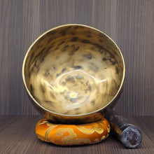Load image into Gallery viewer, Handmade Full Moon Brass Singing Bowl – Deep Resonance &amp; Energy Clearing
