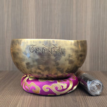 Load image into Gallery viewer, Handmade Full Moon Brass Singing Bowl – Deep Resonance &amp; Energy Clearing
