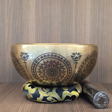 Load image into Gallery viewer, Handmade Mandala Carved Brass Singing Bowl
