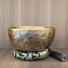 Load image into Gallery viewer, Handmade Full Moon Brass Singing Bowl – Deep Resonance &amp; Energy Clearing
