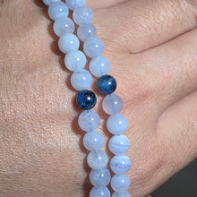 Load image into Gallery viewer, Handcrafted Crystal Juzu – Blue Lace Agate &amp; Blue Kyanite

