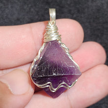 Load image into Gallery viewer, 💜 In-House Wire-Wrapped Purple Fluorite Octahedron Pendant – Focus • Clarity • Spiritual Growth 💜
