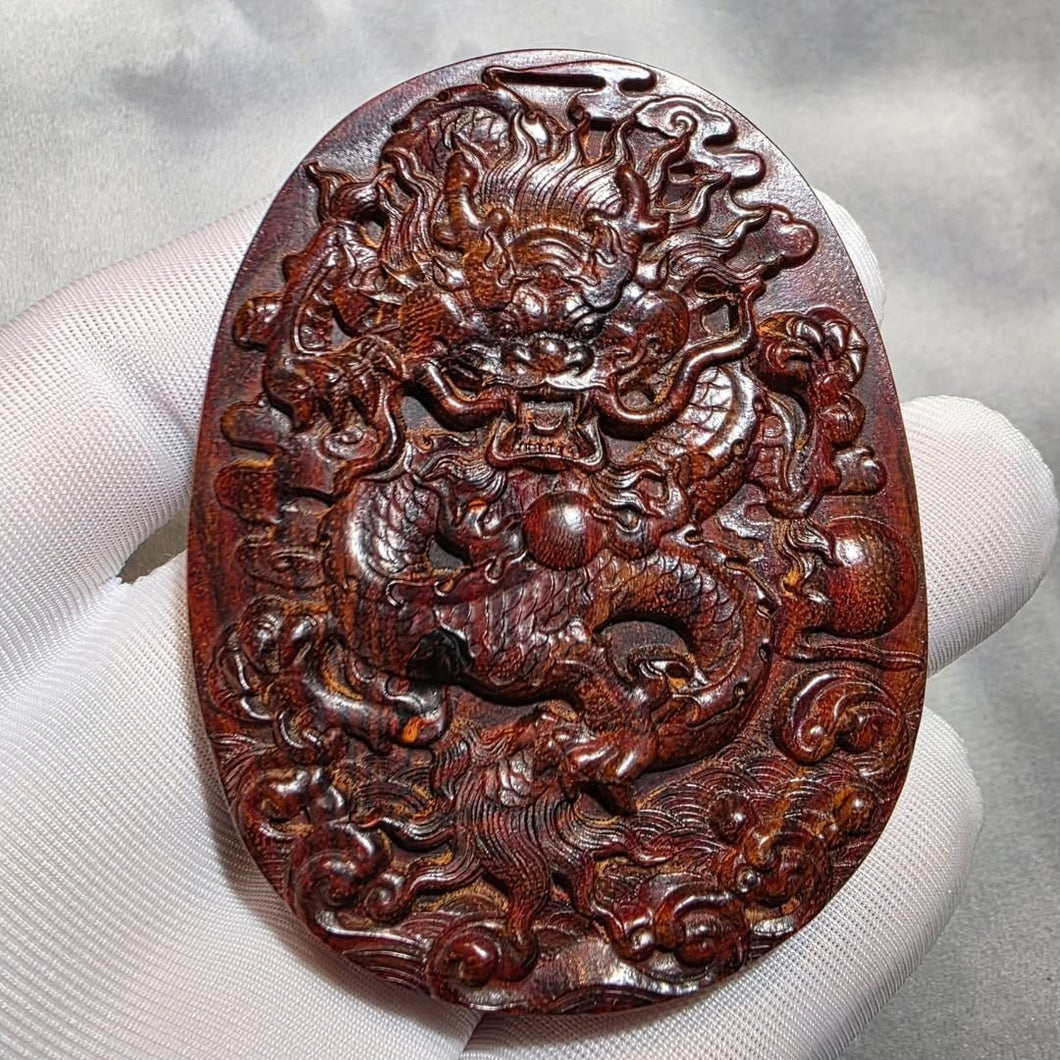 Hainan Rosewood Dragon Carving Pendant