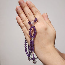 Load image into Gallery viewer, Handcrafted Crystal Juzu – Amethyst &amp; Clear Quartz
