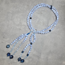 Load image into Gallery viewer, Handcrafted Crystal Juzu – Blue Lace Agate &amp; Blue Kyanite
