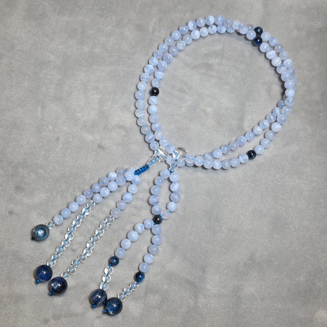 Handcrafted Crystal Juzu – Blue Lace Agate & Blue Kyanite