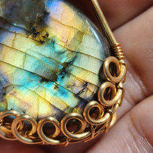 Load image into Gallery viewer, Handmade Wire Wrapped Labradorite Pendant – Transformation &amp; Protection Crystal Jewelry
