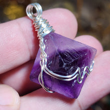 Load image into Gallery viewer, 💜 In-House Wire-Wrapped Purple Fluorite Octahedron Pendant – Focus • Clarity • Spiritual Growth 💜
